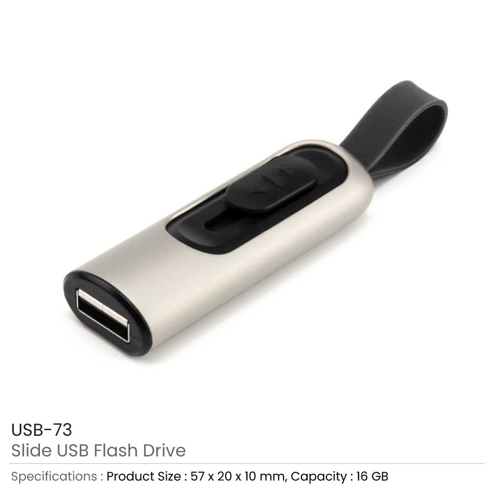 Slide Button USB 16GB with Strap | Promotional Gifts Suppliers in Dubai