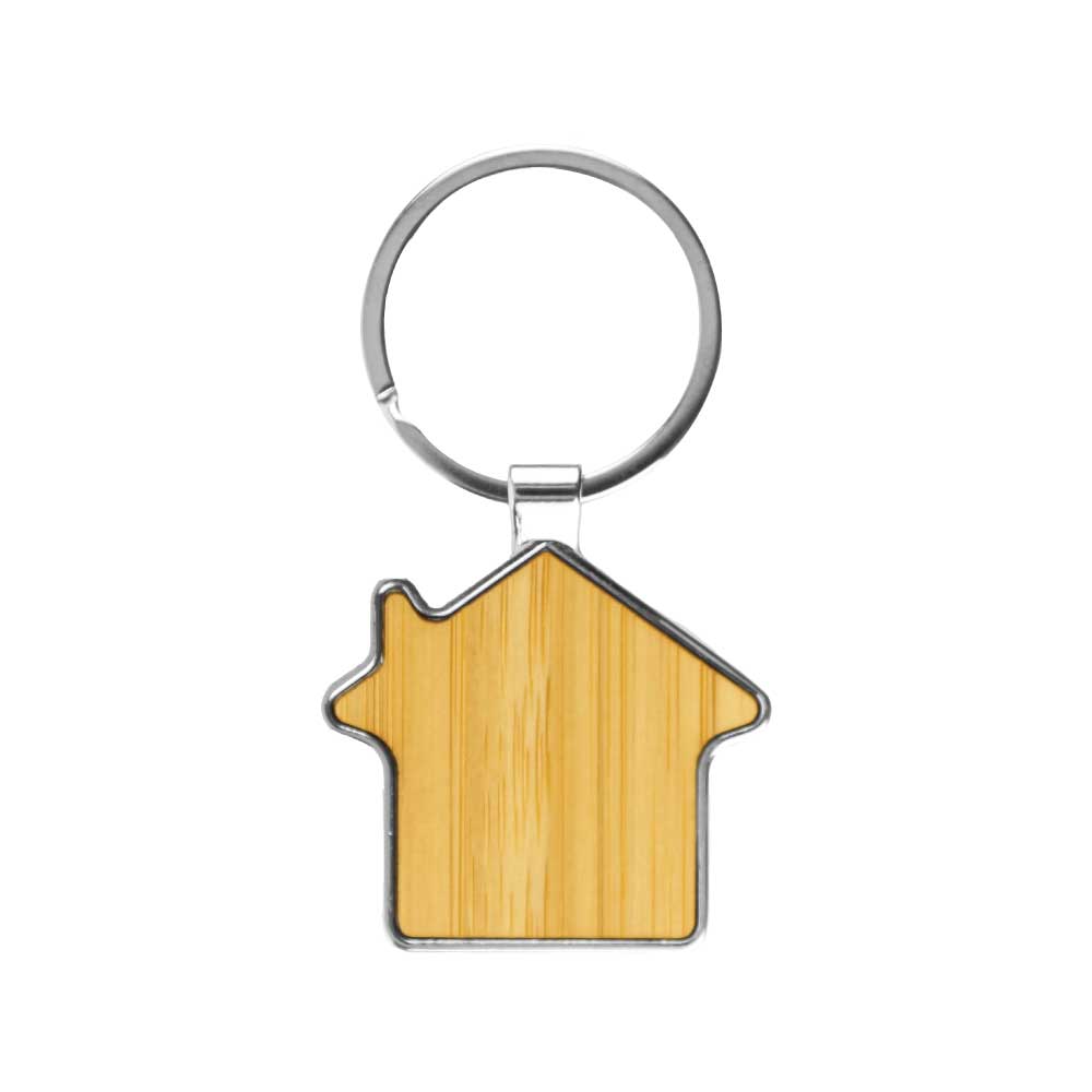 Bamboo-Metal-Keychain-House-Shape-KH-11-BM-02