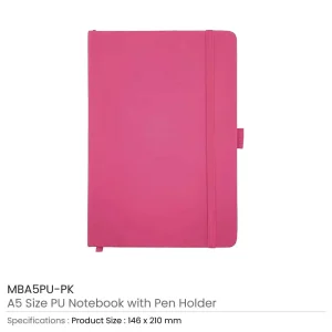 A5 PU Notebooks with Pen Holder - Image 5