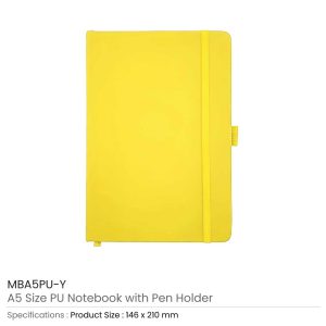A5 PU Notebooks with Pen Holder - Image 9